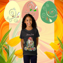 ハッピーイースターバニーチクスウォーターカラーフローラリース