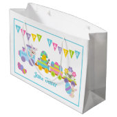 ハッピーイースターバニートレインブルー ラージペーパーバッグ (裏面アングル)