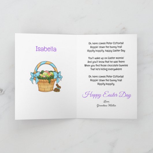 ハッピーイースターバニーバスケットパーソナライズ名 シーズンカード (内部)