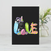 ハッピーイースターバニーパグドッグラブイースターデー 招待状 (スタンド正面)