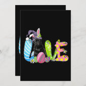 ハッピーイースターバニーパグドッグラブイースターデー 招待状 (正面/裏面)