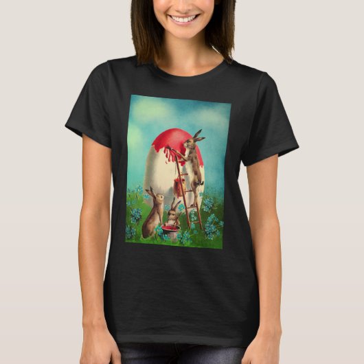 ハッピーイースターバニーパステル春エッグスラビッツパイン Tシャツ (正面)