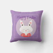ハッピーイースターバニーパープル装飾用クッション クッション (裏面)