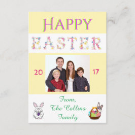 ハッピーイースターバニーファミリーフォトカーカスタマイズド 招待状