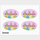 ハッピーイースターバニーフクロウ 楕円形シール (シート)