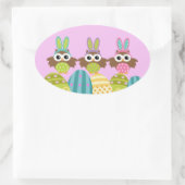 ハッピーイースターバニーフクロウ 楕円形シール (バッグ)