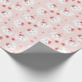 ハッピーイースターバニーフラワークラウンピンク ラッピングペーパー (角)