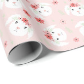 ハッピーイースターバニーフラワークラウンピンク ラッピングペーパー (ロールコーナー)