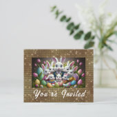 *~*ハッピーイースターバニーフラワーズエッグテレビ インビテーションポストカード (スタンド正面)