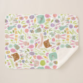 ハッピーイースターバニーフローラルパターン シェルパブランケット (正面(横))