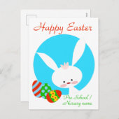ハッピーイースターバニーブルーカード シーズンポストカード (正面/裏面)
