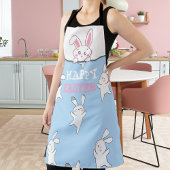 ハッピーイースターバニーブルー&ピンクエッグ全周エプロン エプロン