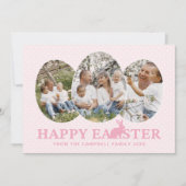 ハッピーイースターバニーベビーピンクフォトコラージュエッグ シーズンカード (正面)