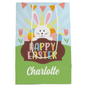 ハッピーイースターバニーホリデーカラフルエッグズキッズ ミディアムペーパーバッグ (裏面)