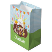 ハッピーイースターバニーホリデーカラフルエッグズキッズ ミディアムペーパーバッグ (裏面アングル)