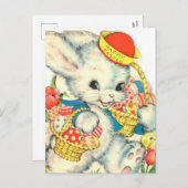 ハッピーイースターバニーホリデーヴィンテージノスタルジック シーズンポストカード (正面/裏面)