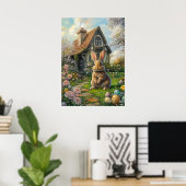 ハッピーイースターバニーポスター ポスター (ホームオフィス)