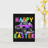 ハッピーイースターバニーモンタートラックおもしろい狂気 カード (黄色い花)