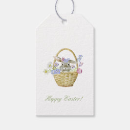 ハッピーイースターバニーラビットインザバスケット春 ギフトタグ