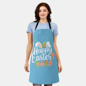 ハッピーイースターバニーラビットエッグホリデー エプロン (着用した状態)