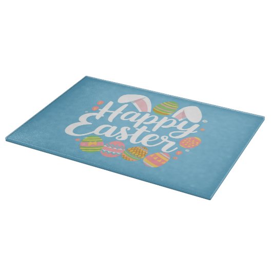ハッピーイースターバニーラビットエッグホリデー カッティングボード (角)