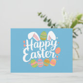 ハッピーイースターバニーラビットエッグホリデー 招待状 (スタンド正面)