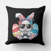 ハッピーイースターバニーラビットゲーミングゲーマーゲーム クッション (正面)