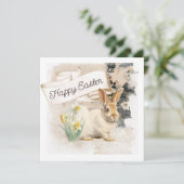 ハッピーイースターバニーラビットダフォディルヴィンテージコラージュ シーズンカード (スタンド正面)