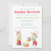 ハッピーイースターバニーラビットフローラブランチ招待状 招待状 (正面)