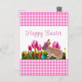 ハッピーイースターバニーラビットホリデーハガキ シーズンポストカード (正面/裏面)