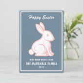 ハッピーイースターバニーラビット石板ブルーホワイトピンク シーズンカード (スタンド正面)