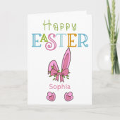 ハッピーイースターバニーラビット耳とポーズキュート シーズンカード (正面)