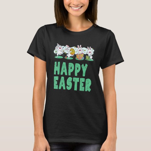 ハッピーイースターバニーラビット顔イースターデイ2 Tシャツ (正面)