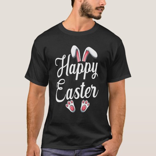 ハッピーイースターバニーラビット顔 Tシャツ (正面)