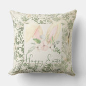 ハッピーイースターバニーラムフローラ水彩 クッション (正面)