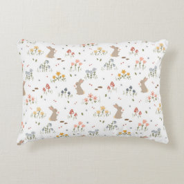 ハッピーイースターバニーワイルドフラワーキュートキッズベッドルーム アクセントクッション