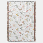 ハッピーイースターバニーワイルドフラワーキュートキッズベッドルーム スローブランケット (正面縦)