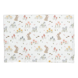 ハッピーイースターバニーワイルドフラワーキュートキッズベッドルーム 枕カバー