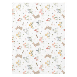 ハッピーイースターバニーワイルドフラワーキュートキッズホリデイ テーブルクロス