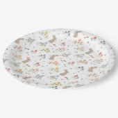 ハッピーイースターバニーワイルドフラワーキュートキッズホリデー ペーパープレート (アングル)