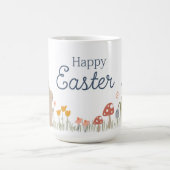 ハッピーイースターバニーワイルドフラワーキュートホリデイ コーヒーマグカップ (中央)