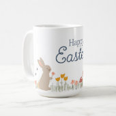 ハッピーイースターバニーワイルドフラワーキュートホリデイ コーヒーマグカップ (正面左)