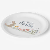 ハッピーイースターバニーワイルドフラワーキュートホリデイ ペーパープレート (アングル)