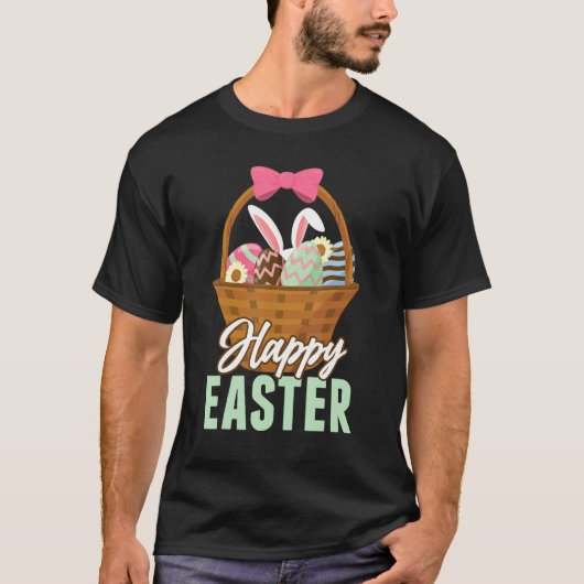 ハッピーイースターバニー卵かご Tシャツ (正面)