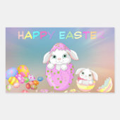 ハッピーイースターバニー卵の色お気に入りギフト 長方形シール (正面)