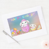 ハッピーイースターバニー卵の色お気に入りギフト 長方形シール (封筒)