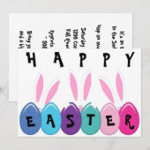 ハッピーイースターバニー及びエッグ、卵狩り招待状 招待状 (正面/裏面)