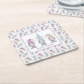 ハッピーイースターバニー格言 スクエアペーパーコースター (アングル)