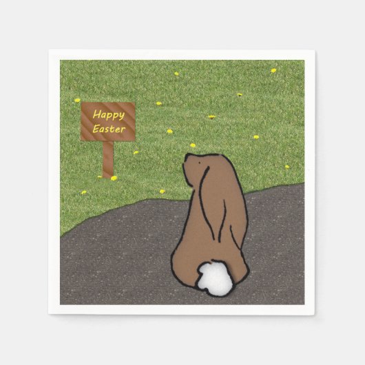 ハッピーイースターバニー紙ナプキンズ スタンダードカクテルナプキン (正面)