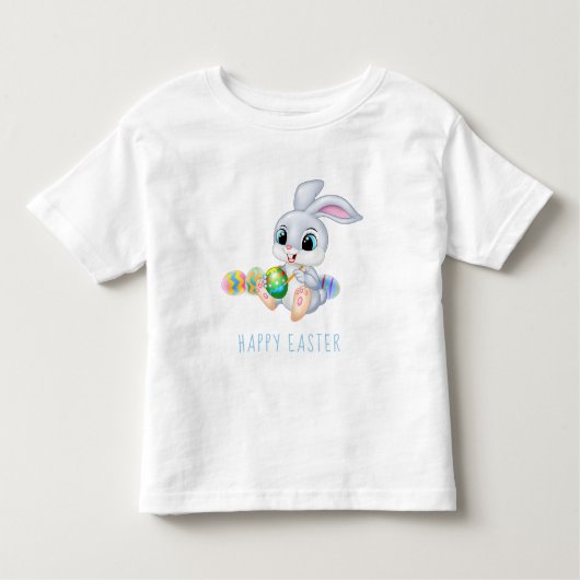 ハッピーイースターバニー絵画ウサギの卵 |休日 トドラーTシャツ (正面)